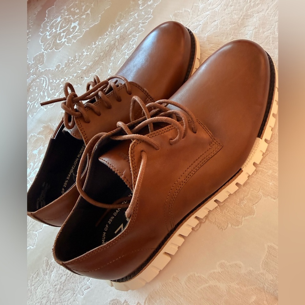 Cole Haan Brown Leather Oxfords with White Soles